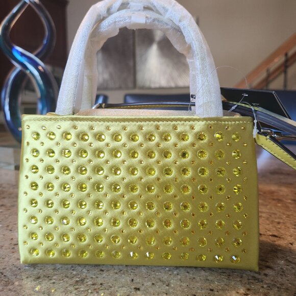 Sam Icon Crystal Embellished Fabric Mini Tote Color:  Chartreuse - Picture 7 of 12